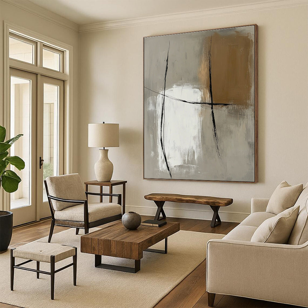 Gray and Black Abstract Painting for Industrial - Styled Lofts GAB1052