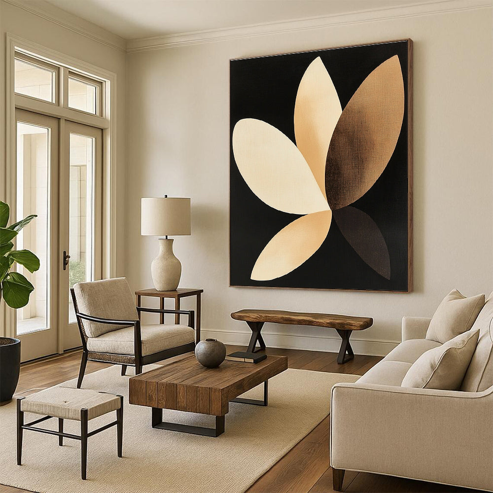 Minimalist Petal Shapes Abstract Painting of Subtle Elegance GAB0130