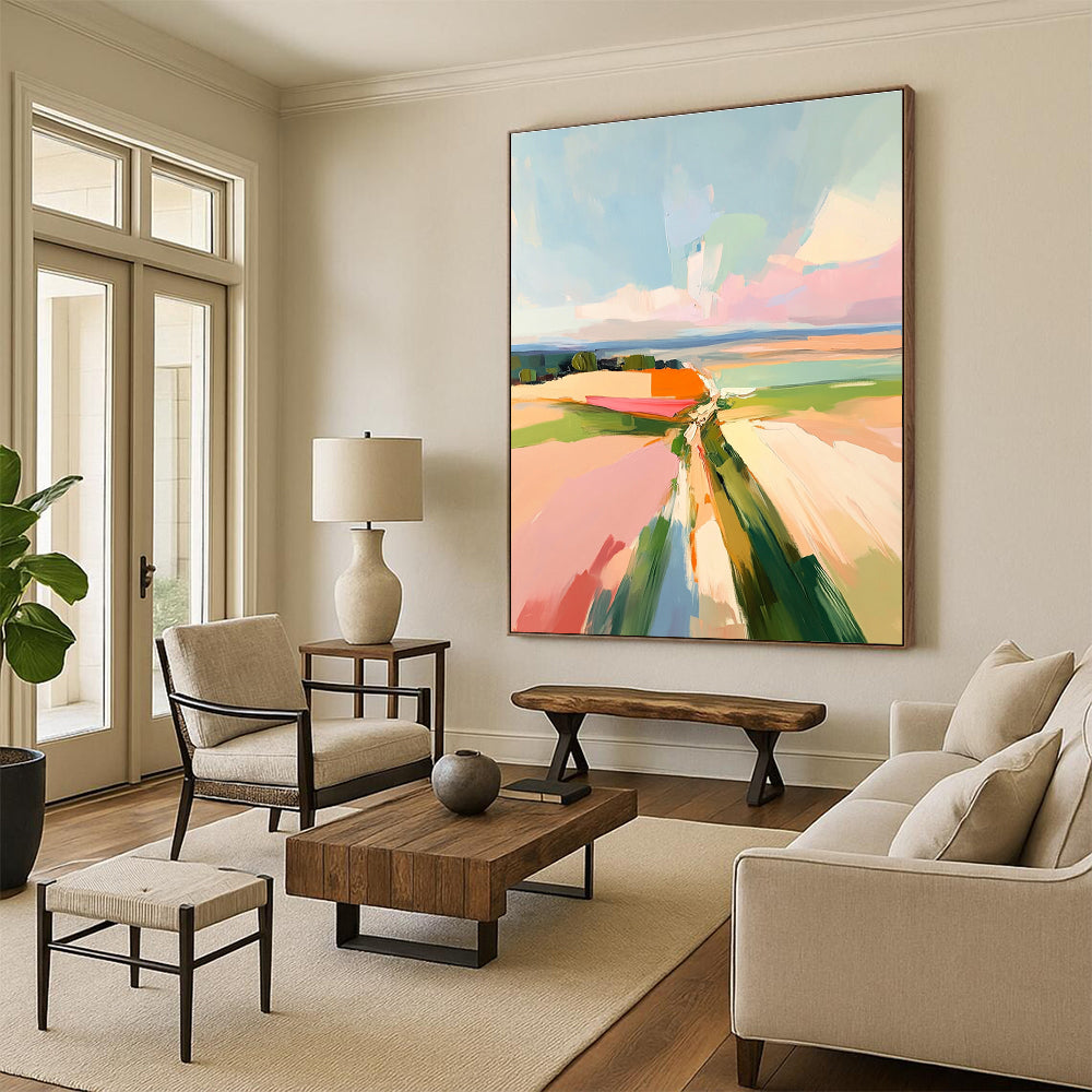 Abstract Landscape with Soft Colors Painting for Serene Living Rooms GAB1144