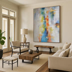 Soft Color Fusion Abstract Painting for Serene Bedrooms HENG412