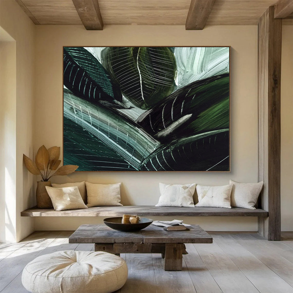 Tropical Leaf Abstract Painting for Jungle - Themed Spaces YHT144