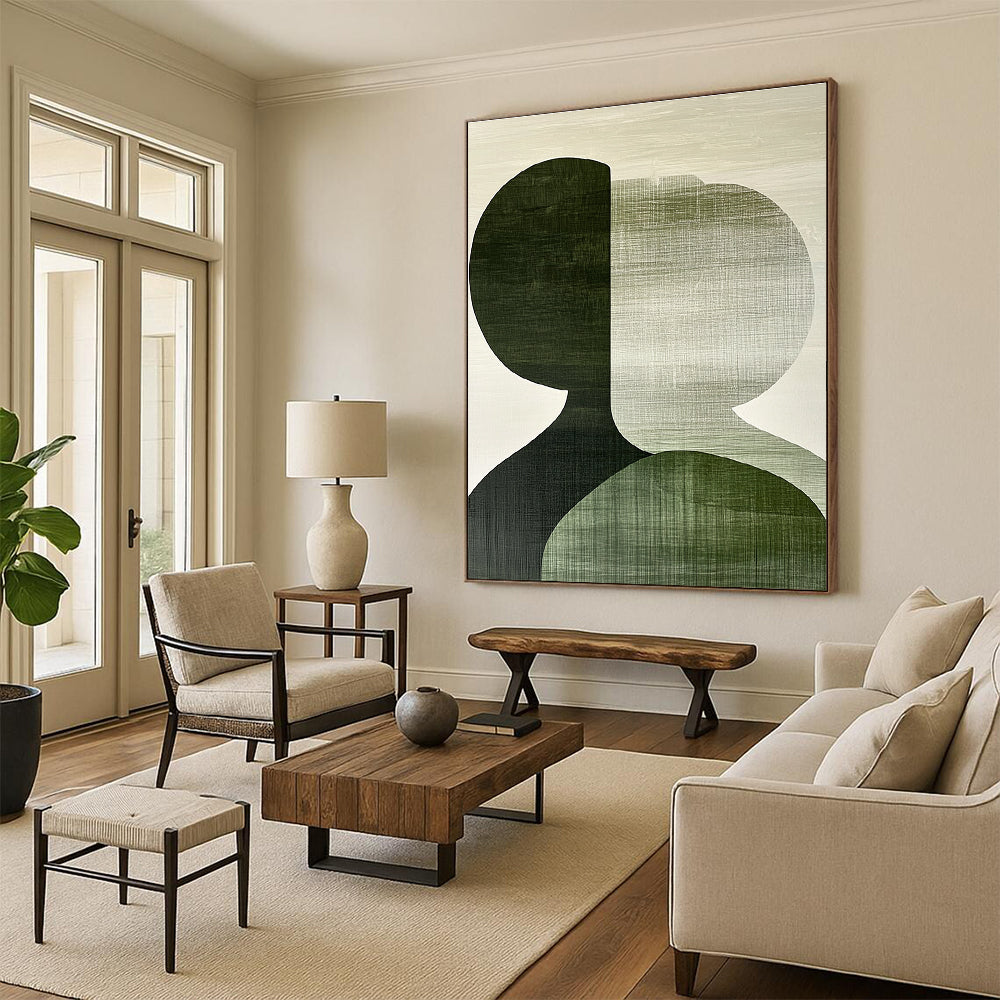 Abstract Green Figures Abstract Painting for Contemporary Art Cafes GAB1382