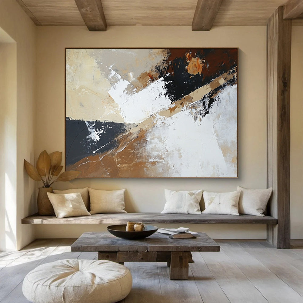 Neutral Tone Abstract Angles Painting with Subtle, Sophisticated Dynamics ABS486