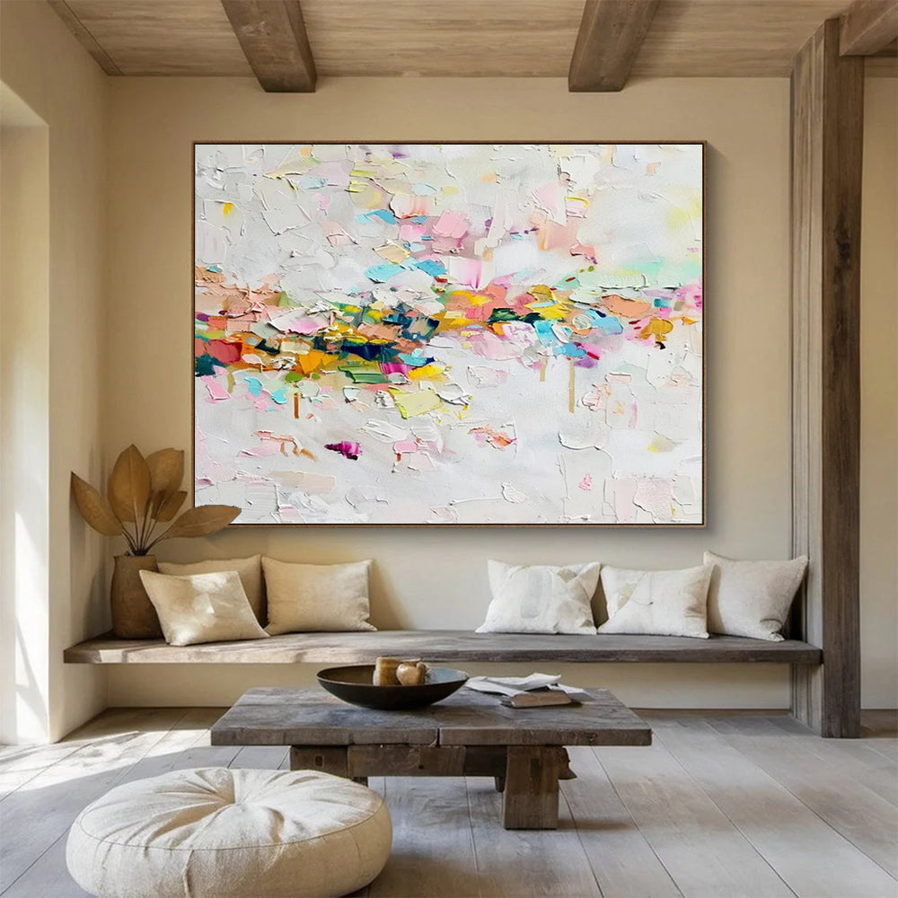 Colorful Abstract Patchwork Painting for Lively Spaces YHT043