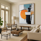 Orange and Black Abstract Painting for Modern Art - Focused Cafes GAB0925
