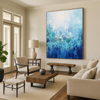Blue and Green Textured Abstract Painting for Coastal - Inspired Living Spaces GAB0920