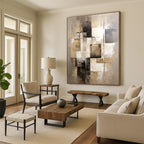 Beige - Toned Abstract Painting with Layered Squares WINK859