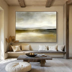 Neutral Tones Landscape Abstract Painting with Serene, Misty Ambiance ABS447