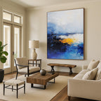 Blue and Yellow Abstract Sea - Expressive Coastal Abstract Art GAB0463