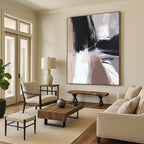 Dynamic Monochrome Abstract Painting with Flowing Movement WINK504