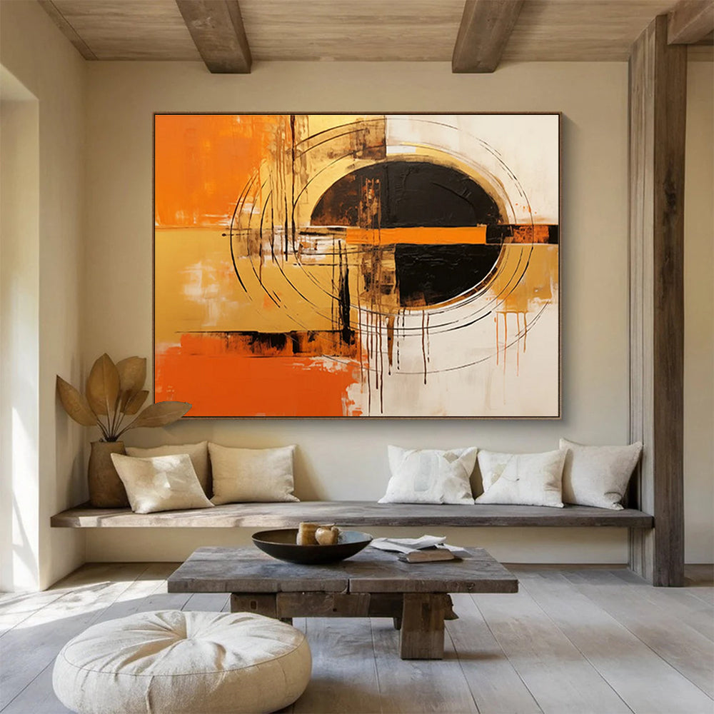 Orange - Black Abstract Painting for Bold Statements YHT104