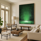 Dark Green Gradient Abstract Painting of Mysterious Depth GAB0140