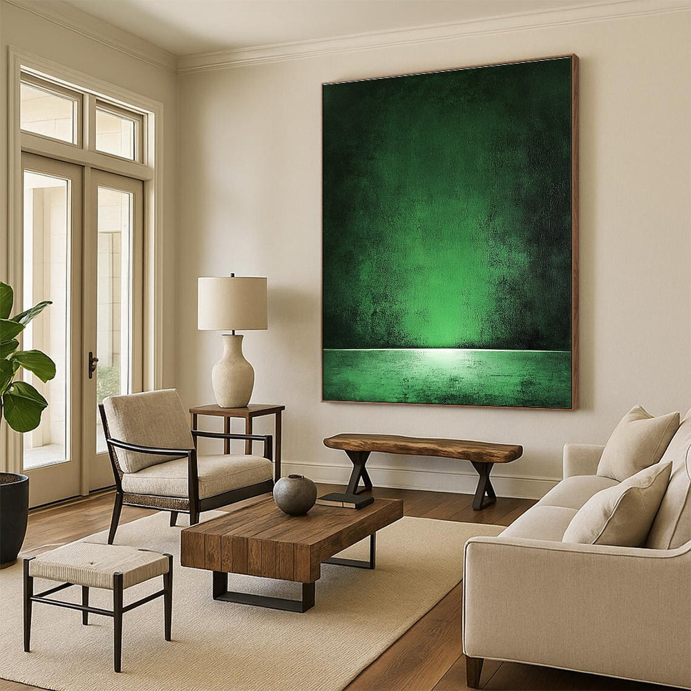 Dark Green Gradient Abstract Painting of Mysterious Depth GAB0140