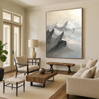 Monochrome Mountain Peaks - Serene Landscape Abstract Art GAB0411
