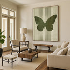 Green Butterfly Silhouette Abstract Painting of Subtle Grace GAB0142