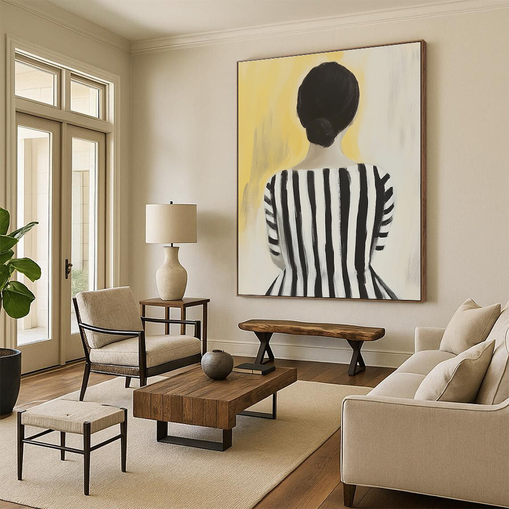 Back View of Striped Woman - Stylized Figurative Abstract Art GAB0418