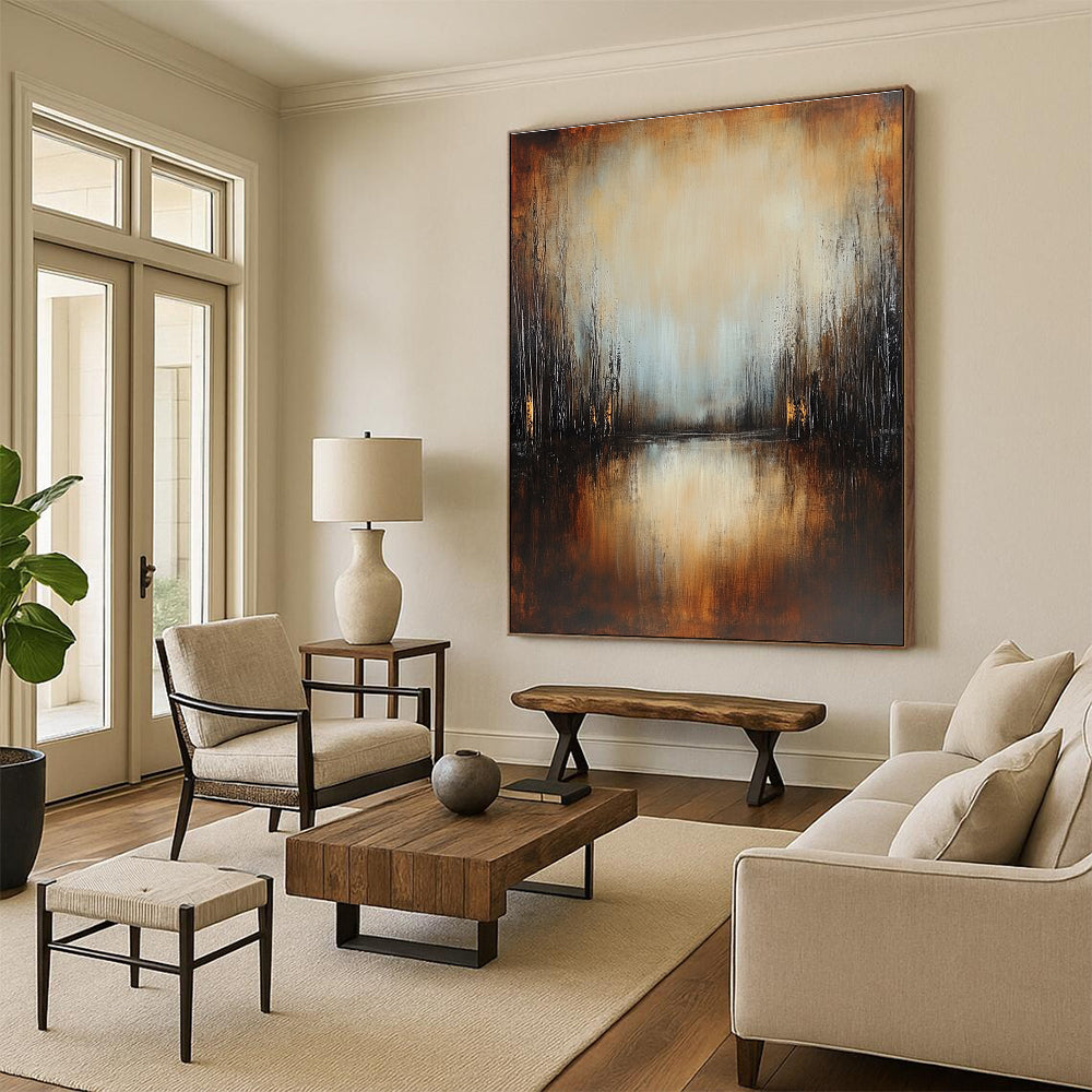Forest Lake at Dusk - Mystical Landscape Abstract Painting GAB0581