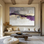 Purple and Gold Abstract Painting with Dramatic, Flowing Textures ABS474