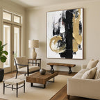 Black - Gold - White Abstract Expression Painting for Luxury Home Entrances HENG146