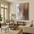 Rustic Brown and White Abstract Painting with Earthy Warmth WINK115