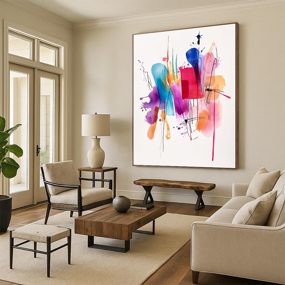 Colorful Watercolor Abstract Painting with Fluid Beauty WINK735