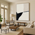 Geometric Black and White Shapes Abstract Painting with Minimalist Precision WINK160