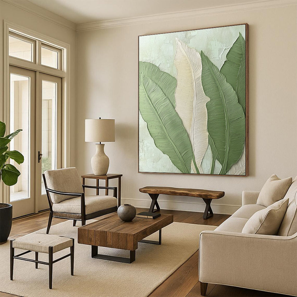 Textured Leaves Abstract Painting with Relief Effects GAB0002