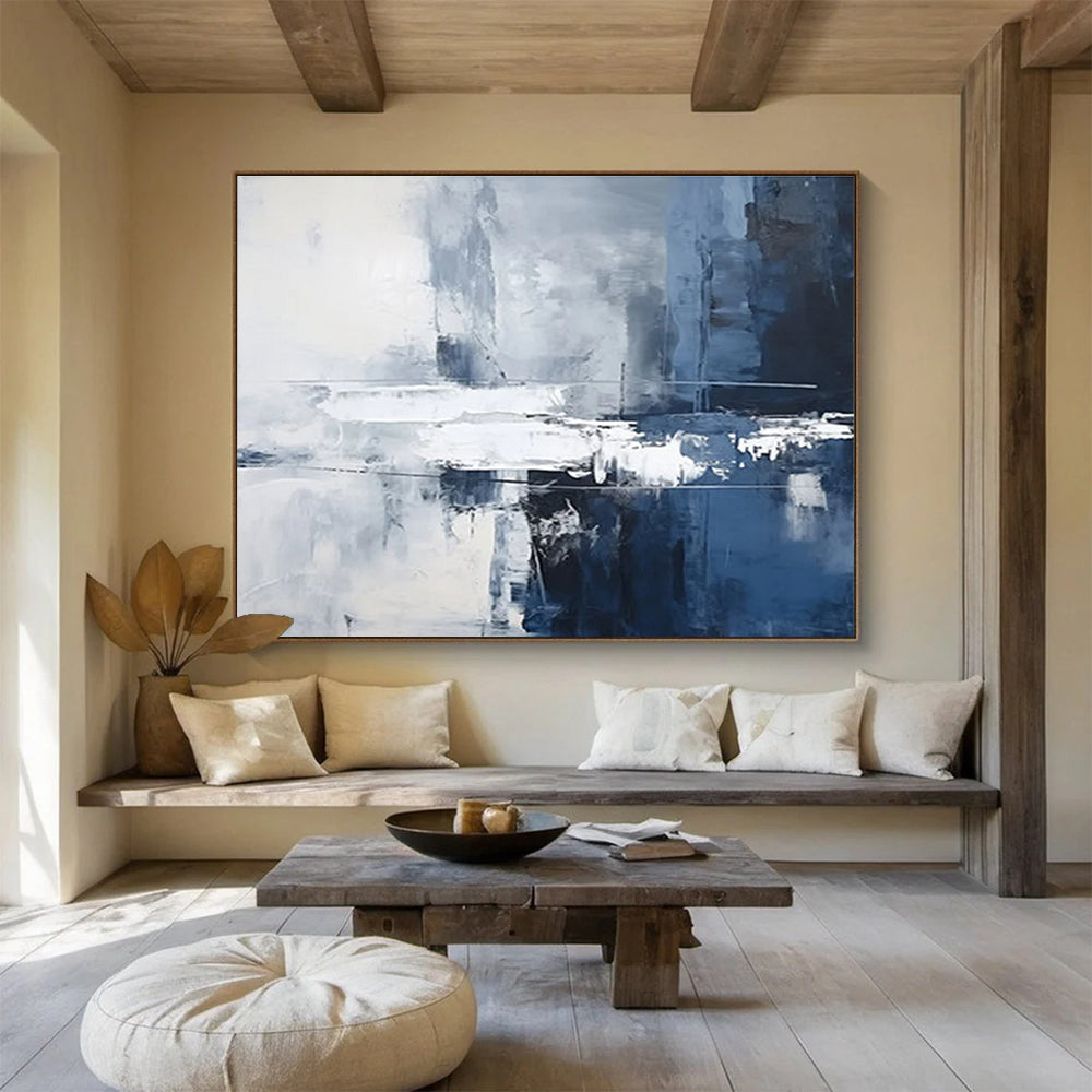 Blue - Grey Abstract Painting for Modern Offices YHT102