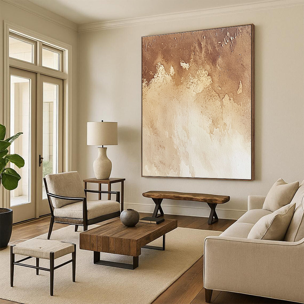 Brown Watercolor Wash Abstract Painting with Subtle Warmth WINK004
