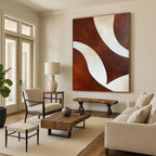 Brown and White Curves Abstract Painting with Elegant Flow WINK030