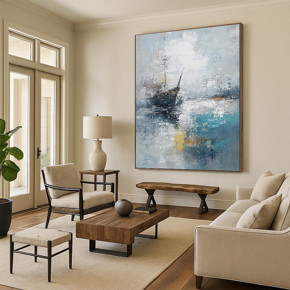 Ship in Mist Abstract - Nautical Landscape Art GAB0552