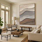 Multi - colored Wavy Textures Abstract Painting with Earthy Tones GAB0071