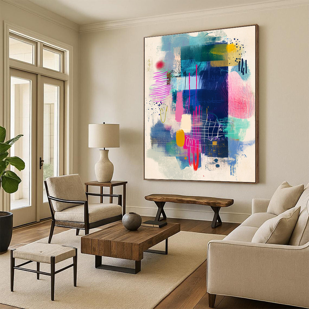 Colorful Mixed Abstract Forms Painting of Artistic Freedom GAB0099