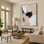 Abstract Black Cat Playful Feline Abstract Painting GAB0226