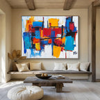 Color - Blocked Abstract Cityscape Painting with Bold Urban Energy ABS421