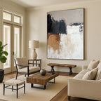 Black Brown White Abstract Painting with Rustic Simplicity WINK473