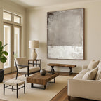 Taupe and White Abstract Painting with Understated Contrast WINK122