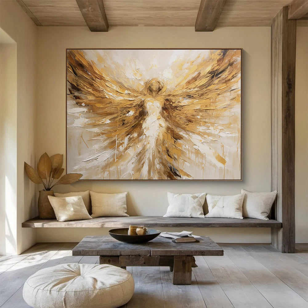 Golden Angel Abstract Painting for Spiritual Spaces YHT081