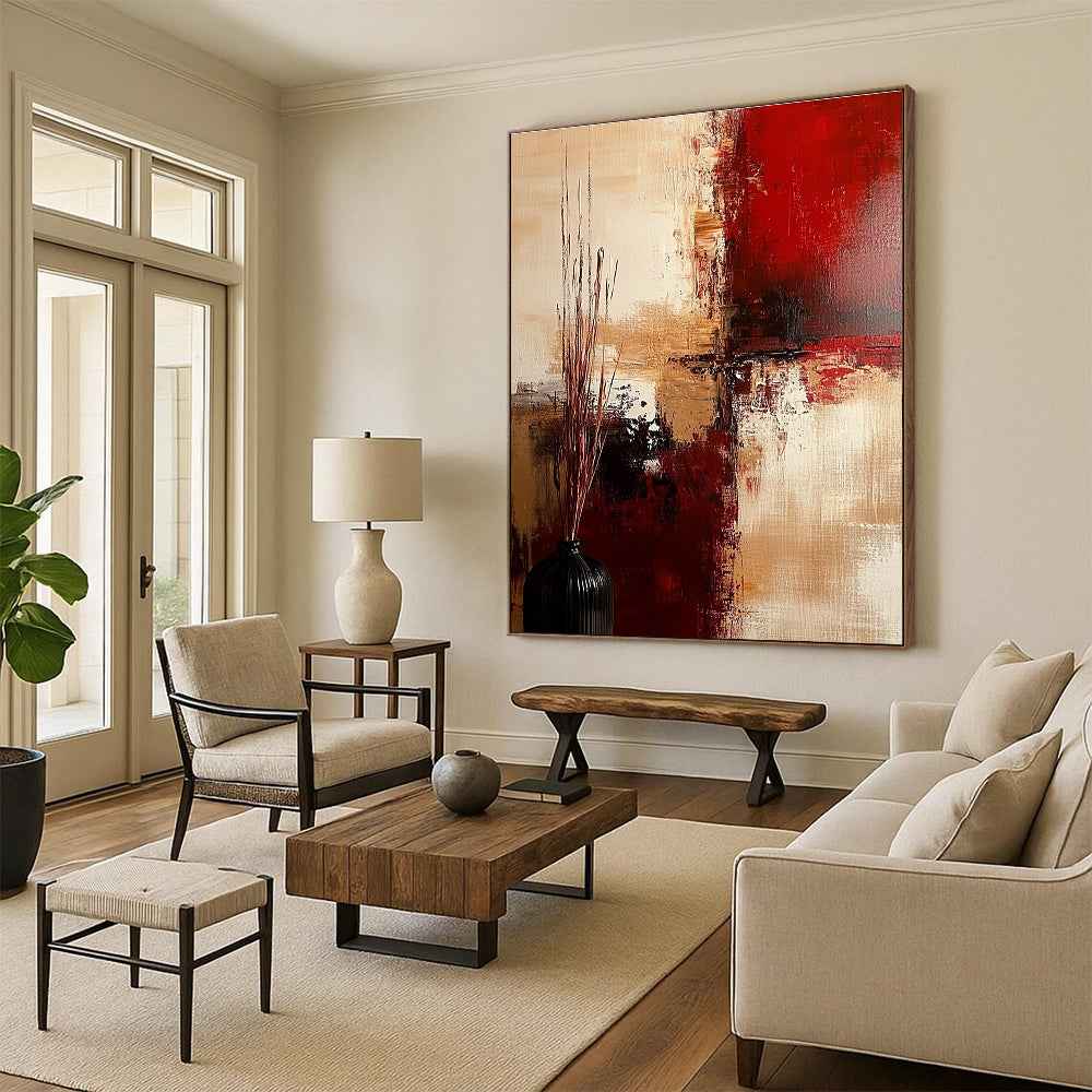 Red Brown Abstract Painting with Warm Intensity WINK728