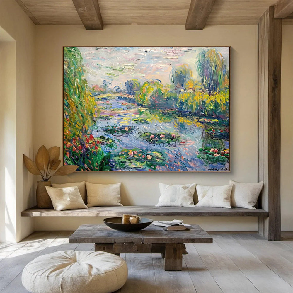 Monet - Style Water Lily Abstract Painting for Art Galleries YHT197