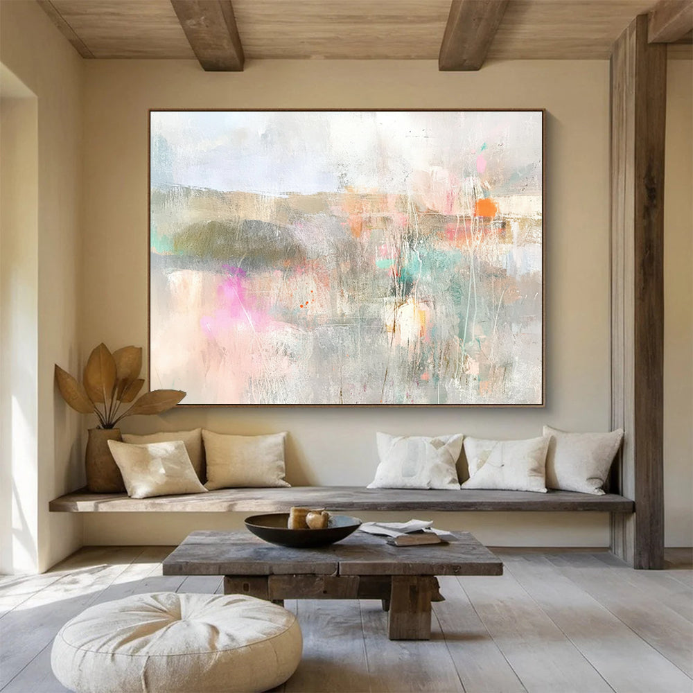 Soft Tones Landscape Abstract Painting with Dreamy, Ethereal Ambiance ABS468