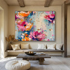 Textured Flower Bouquet Grace Abstract Painting for Elegant Home Offices YHT305