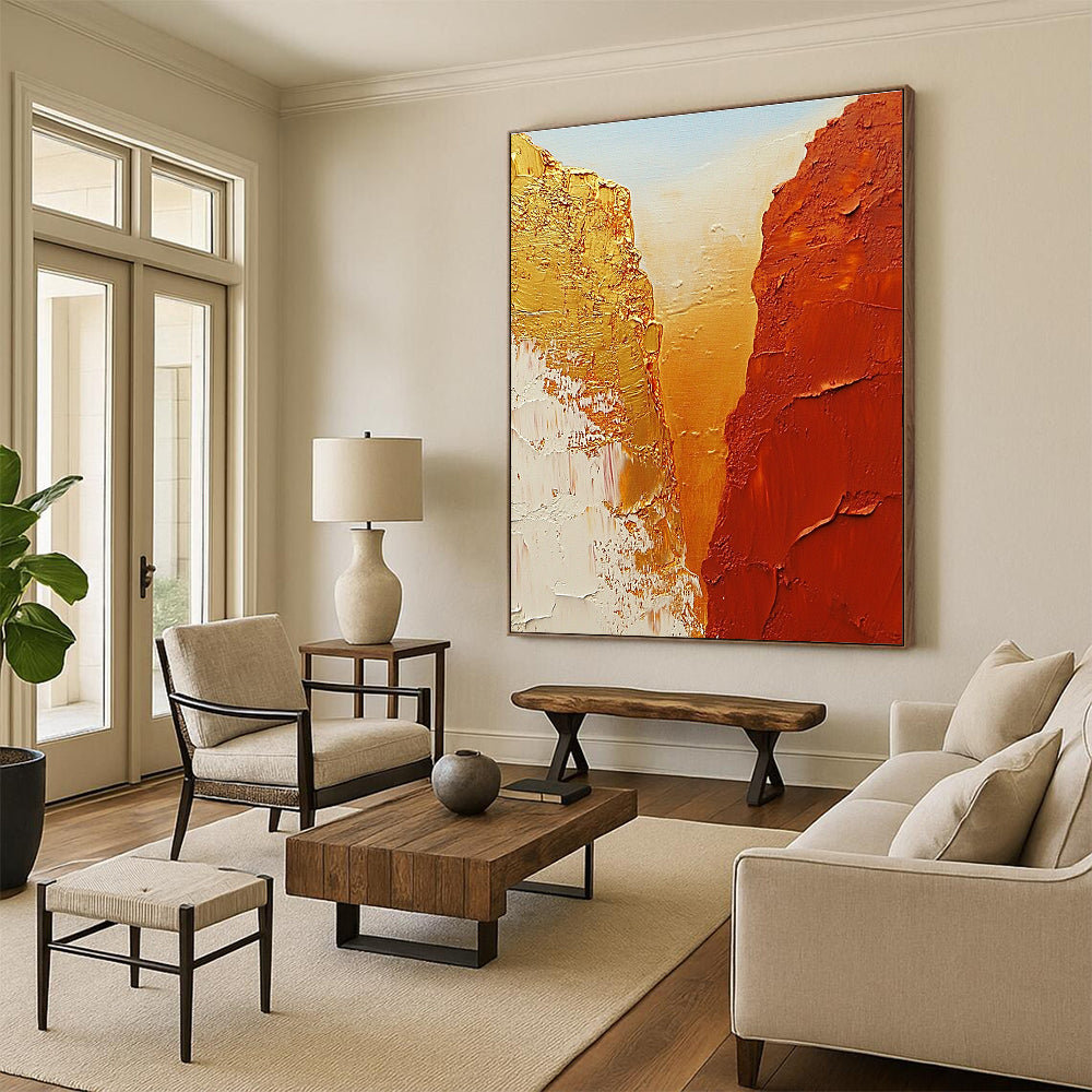 Gold and Rust Abstract Painting for Luxury Desert Resort Lobbies GAB1177