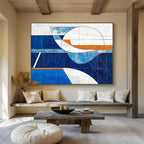 Geometric Blue - Orange Abstract Painting ABS190
