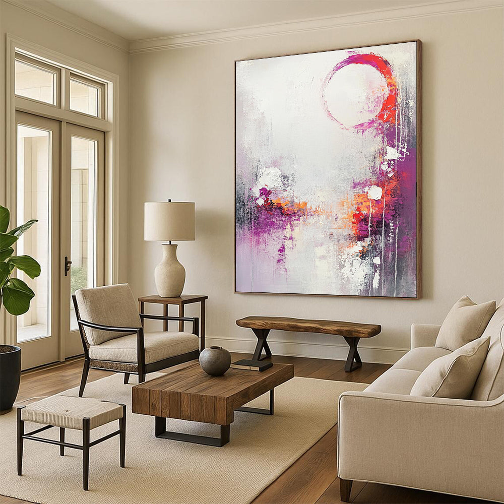 Purple and Orange Abstract Painting for Bohemian - Style Bedrooms GAB0902