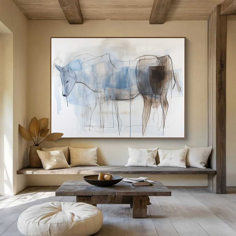 Layered Horse Sketches with Delicate Lines Abstract Painting ABS329