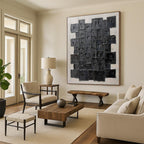 Black Cubist Abstract Painting for Modern Art Galleries HENG488