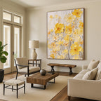 Delicate Textured Yellow Flowers Painting for Serene Interiors HENG289