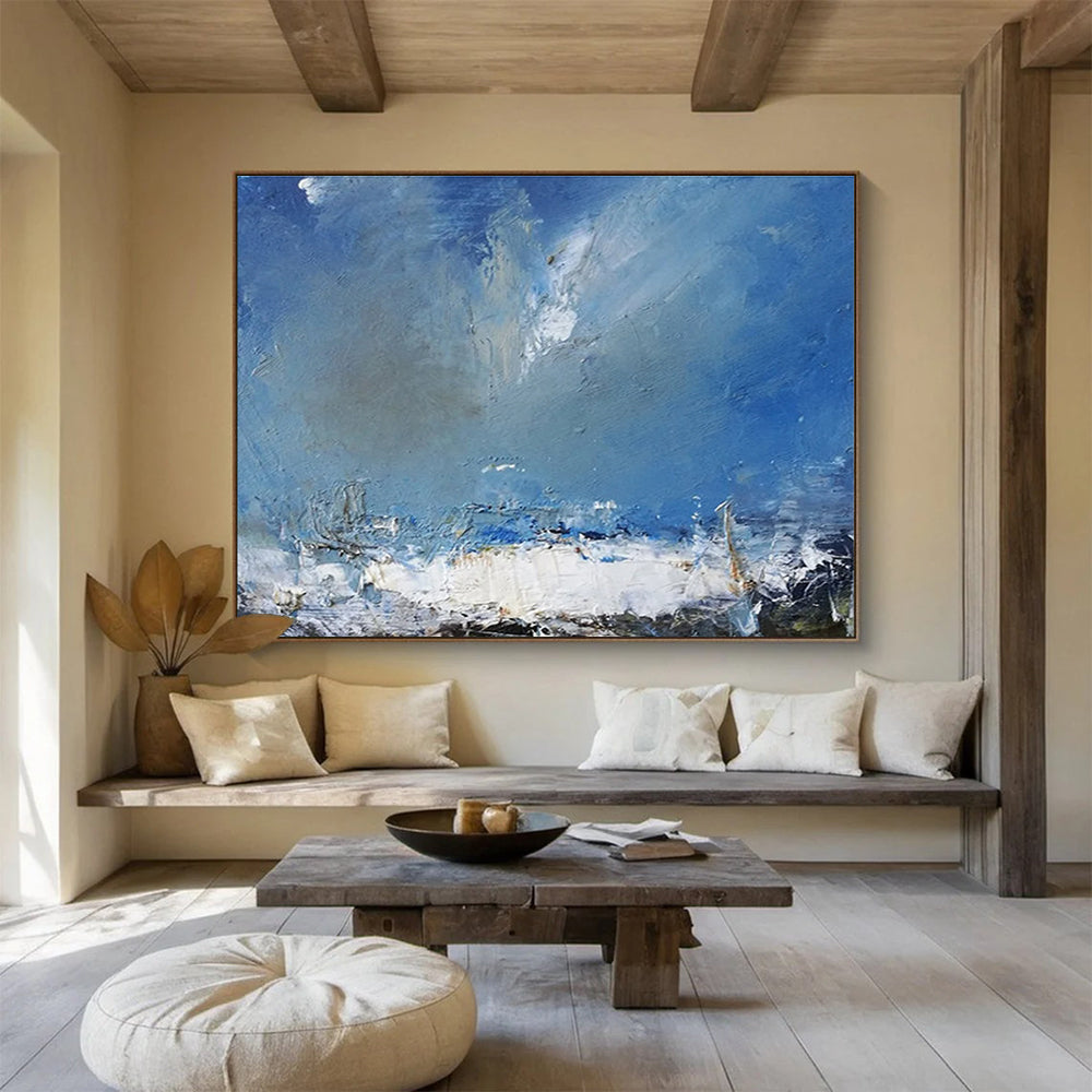 Blue Sea and Sky Abstract Painting for Coastal Ambiance YHT030