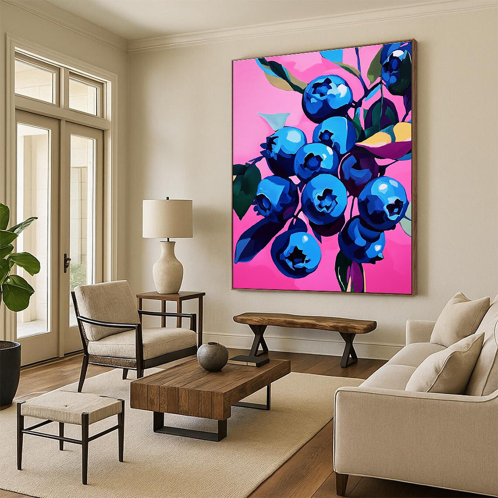 Blueberries on Pink - Pop Art Still Life GAB0387